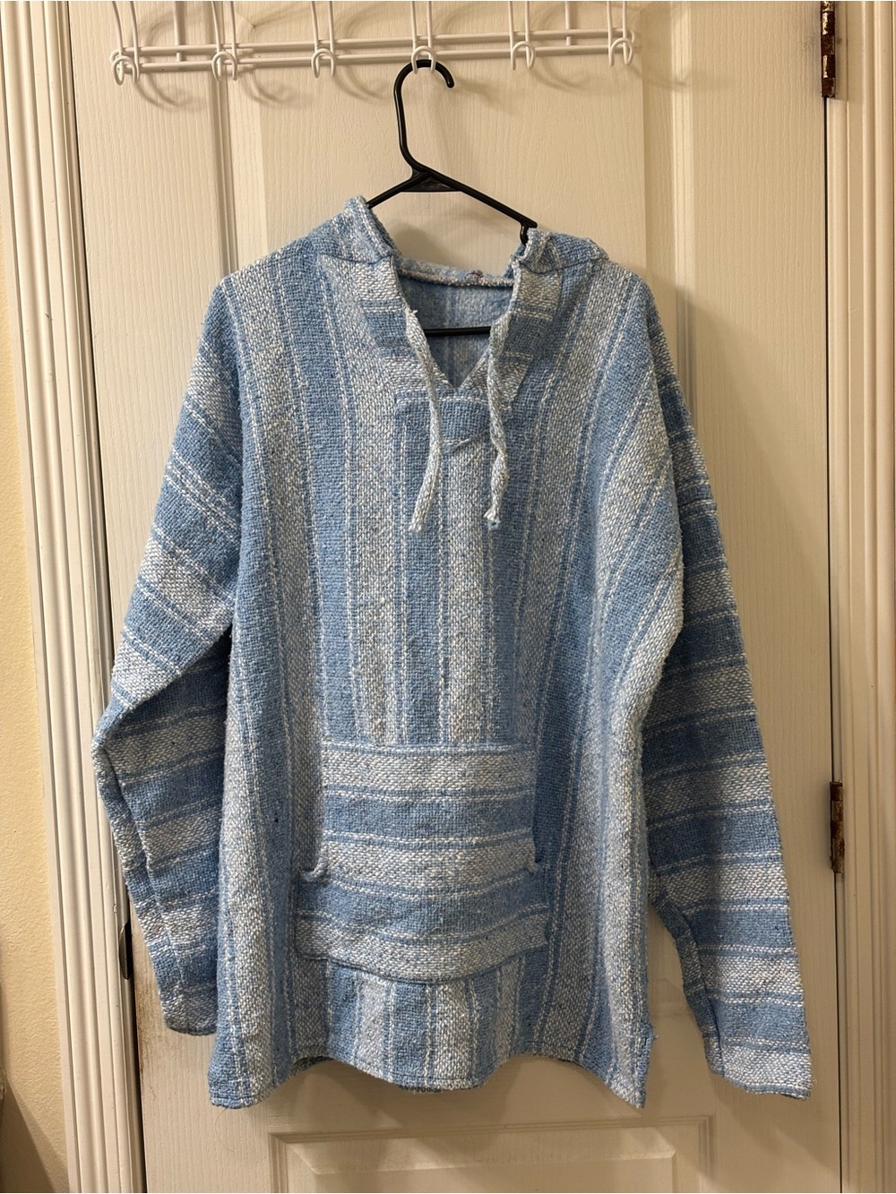 Vintage Light Blue Striped Baja Hoodie Pullover